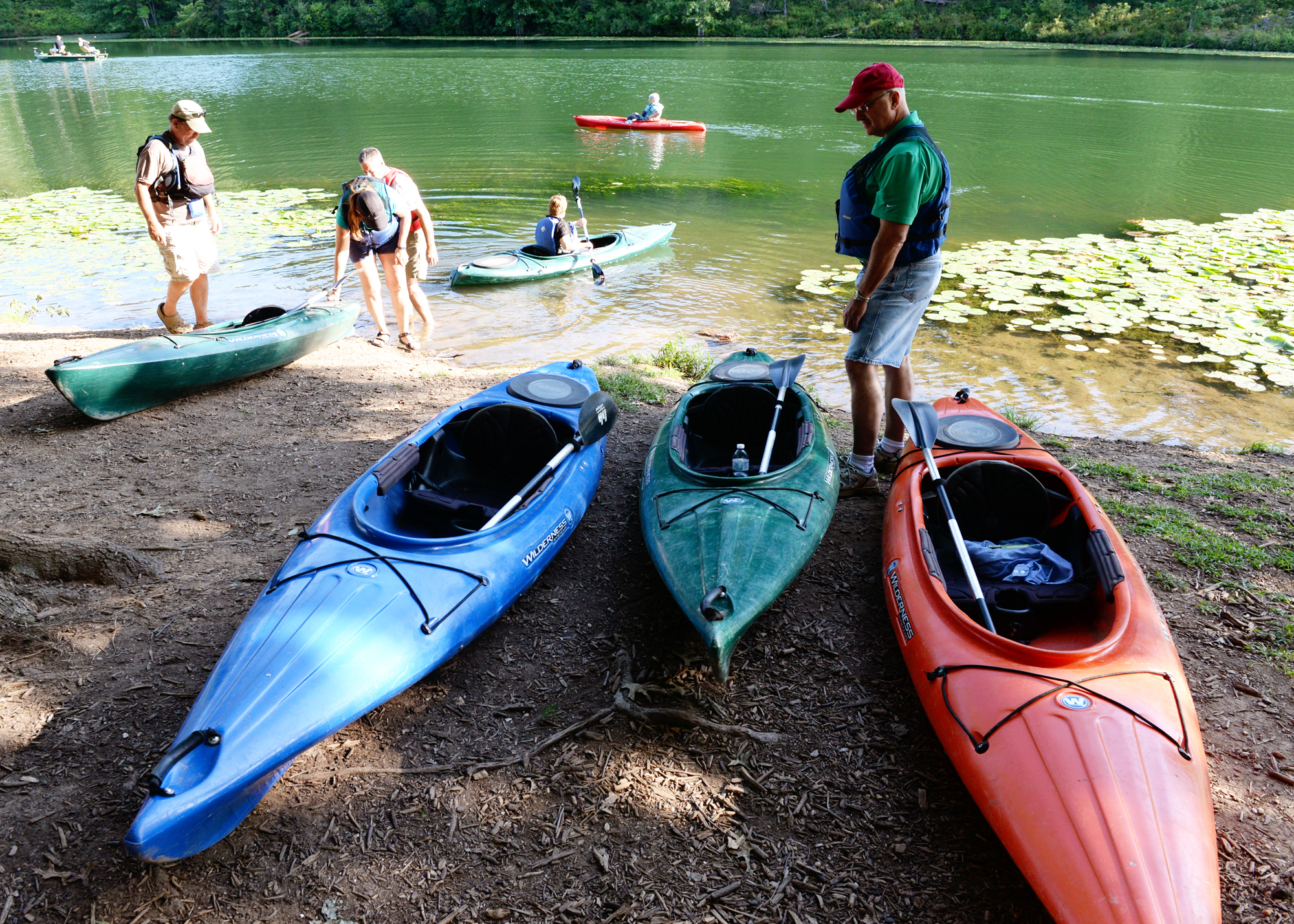 Taking a sunset kayak tour of Piney Run Reservoir