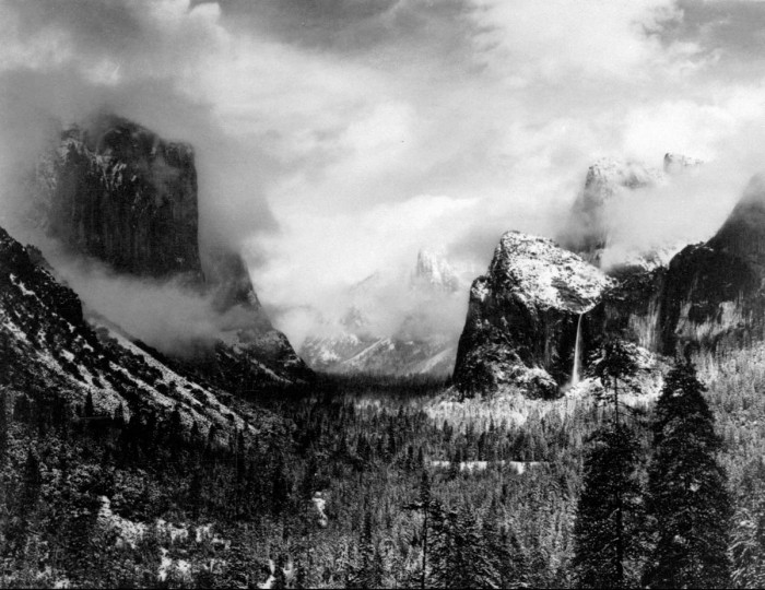 "Winterstorm, Yosemite National Park" is the title of this photograph by Ansel Adams. (AP Photo/Ansel Adams)