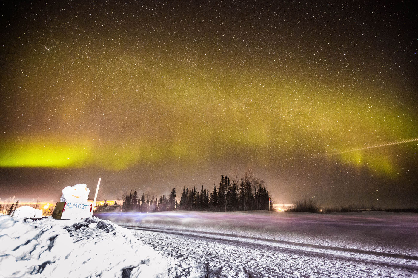 Northern lights over the Alaska Iditarod