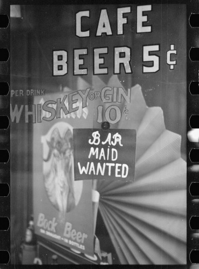 Restaurant sign on Baltimore street. (Arthur Rothstein / April 1939)