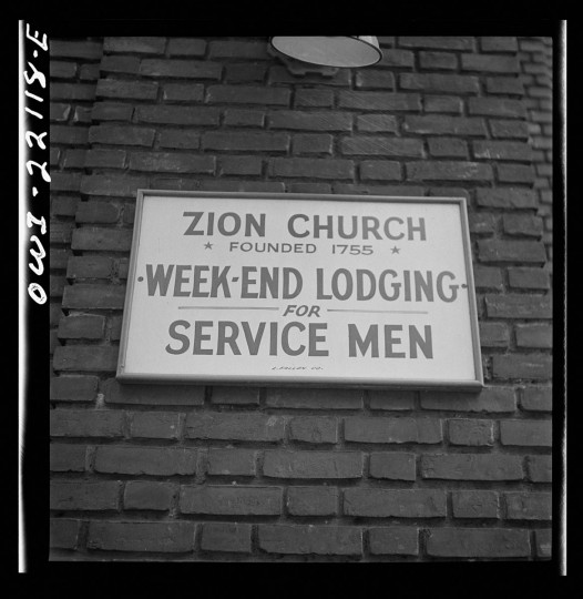 Baltimore, Maryland. Sign on a church. (Marjory Collins / April 1943)
