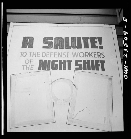 Bethlehem-Fairfield shipyards, Baltimore, Maryland. A shipyard sign. (Arthur S. Siegel / May 1943)