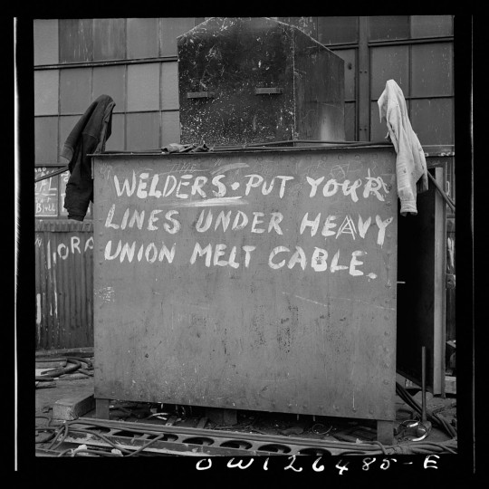Bethlehem-Fairfield shipyards, Baltimore, Maryland. Shipyard sign. (Arthur S. Siegel / May 1943)