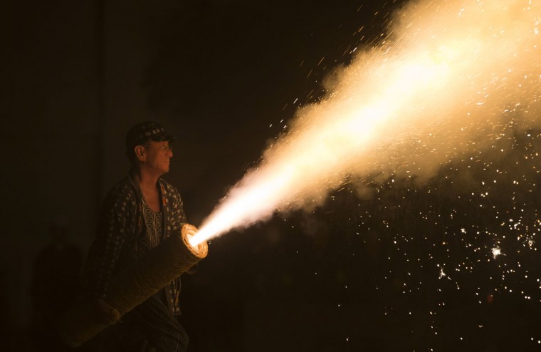 Handheld fireworks at Japanese festival