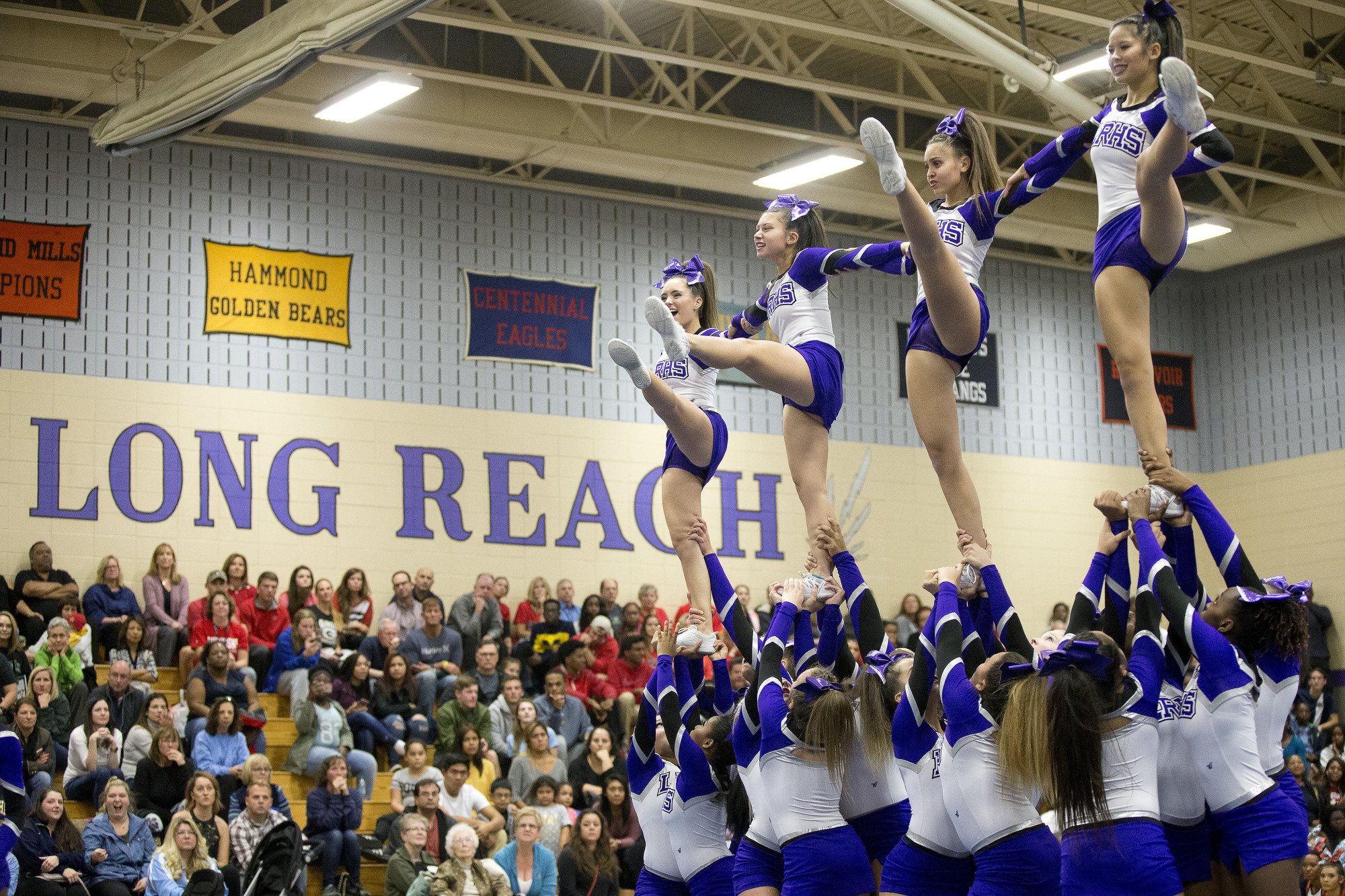 Long Reach competes during the Howard County Cheerleading Championships